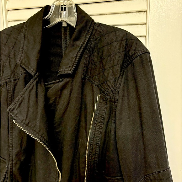 MICHAEL STARS Black Denim Moto Jacket, Size L, EUC - Picture 3 of 13